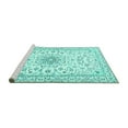 thumbnail image 2 of Ahgly Company Machine Washable Indoor Square Medallion Turquoise Blue Traditional Area Rugs, 5' Square, 2 of 4