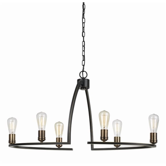 Cal Lighting FX-3664-6 19.5 in. 60W x 6 Kinder Metal 6 Light Chandelier, Dark Bronze