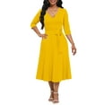 thumbnail image 3 of KISSMODA Midi Dresses for Women Casual 3/4 Sleeve Wrap Dress Plus Size Curvy Cocktail Dresses with Pockets, 3 of 7