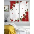 thumbnail image 4 of Red Roses Valentine's Day Semi Sheer Curtains 63 Inch Length 2 Panels Set, Spring Floral Farmhouse Sheer Kitchen Curtain Privacy Voile Window Curtain for Living Room Bedroom Rod Pocket Drapes, 4 of 7
