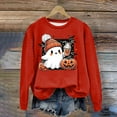 thumbnail image 2 of yueewhu Halloween Sweatshirt for Women Cute Spooky Season Sweatshirts Graphic Pumpkin Ghost Sweater Plus Size Outfit (Red, 4XL), 2 of 4