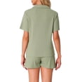 thumbnail image 3 of Conjunto de Pijamas para Mujeres INSPIRE CHIC 100% Algodón, Botones, Cuello Notch, Ropa de Dormir de Manga Corta, Trajes de 2 Piezas con Bolsillos, S Verde, 3 of 6