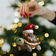 thumbnail image 5 of Uxgjfwu Santa Hat Turtle Ornament, Gold Dust Acrylic Christmas Hanging Decoration, Cute Animal Design for Tree, Gift Package, Party Decor, 5 of 6