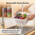 thumbnail image 3 of 4 in 1 Food Storage Container with Lids, Large Fruit Storage Containers for Fridge, Household Transparent Plastic Food Storage Box-Including Drain Basket for Berry, Vegetable & Salad (Gray, L/3300ml), 3 of 7