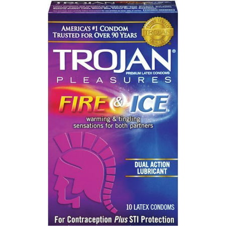 Trojan Condom Pleasures Fire and Ice Dual Action Lubricant, 10 (Best Condoms To Use For Her)