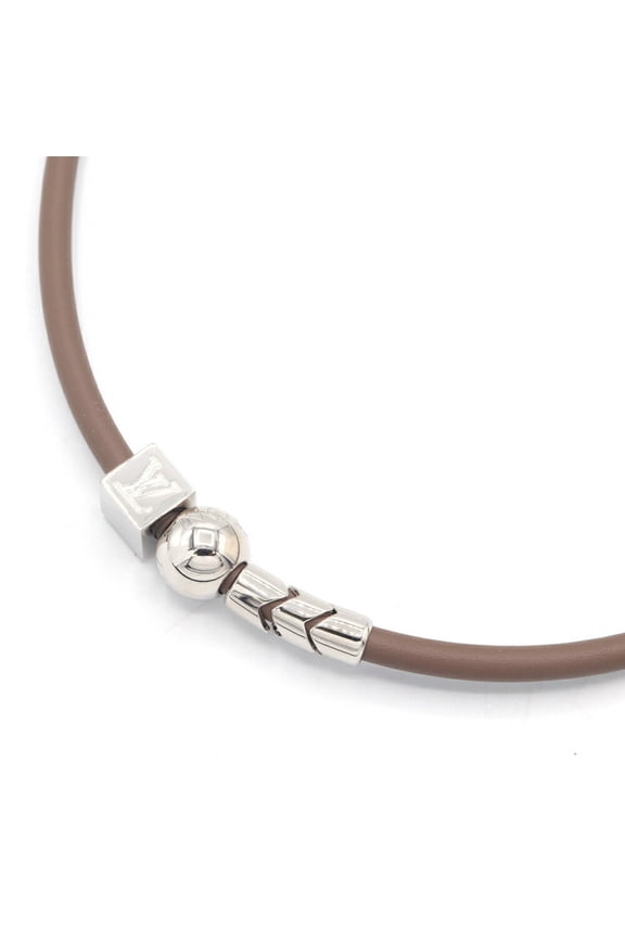 Pre-Owned Louis Vuitton Choker LV Cordage MP1682 Greige Silver Leather and Metal... (Good)