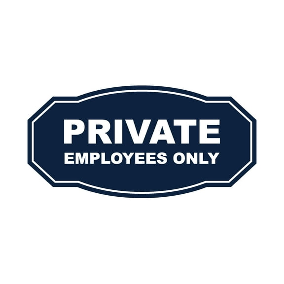 Signs ByLITA Victorian Private Employees Only Business Sign (Navy Blue / White) - Large