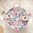thumbnail image 4 of Ambesonne Vintage Fitted Round Tablecloth, Peonies Roses Birds Plot, 36"- 40" Diameter, Lavender Blue and Pink, 4 of 5