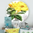 thumbnail image 2 of Designart 'Green Leaves With Tropical Yellow Flowers II' Traditional Circle Metal Wall Art 23x23 - Disc of 23, 2 of 5