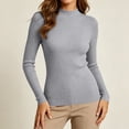 thumbnail image 5 of MYAOYINo Boundaries Womens High Neck Ribbed Long Sleeve Sweater Fitted Knit Basic Blouse, 5 of 9