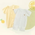 thumbnail image 2 of 2 Pack Toddler Romper Short Sleeve Crew Neck Button Down Print Onesies Summer Cute Comfy One Piece Jumpsuit (9 Months, White), 2 of 9