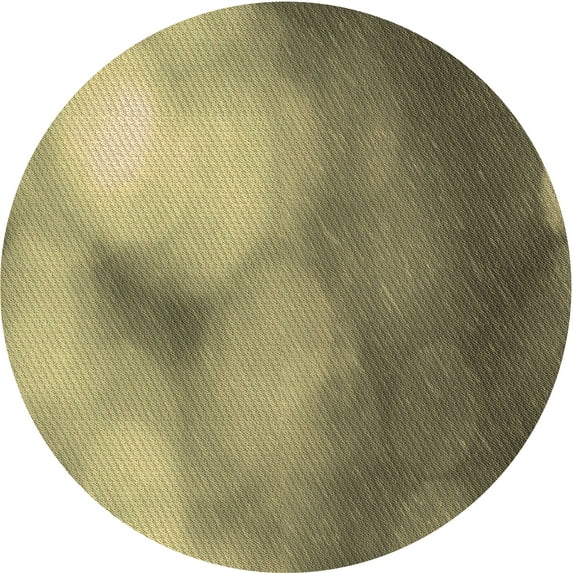 Ahgly Company Machine Washable Indoor Round Transitional Metallic Gold Area Rugs, 5' Round