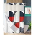 thumbnail image 2 of No Hook Shower Curtain with Snap in Liner, Mid Century Abstract Red White Blue Geometric Pattern Hotel Shower Curtains for Bathroom, Washable Shower Curtain Liner Set with Mesh Top Window, 48"x72", 2 of 6