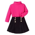 thumbnail image 2 of Toddler Baby Girl Clothes Casual Skirt Set Infant Turtleneck Long Sleeve Knit T-Shirt Top and Plaid Pleated Skirt Set 2Pcs Fall Winter Outfits 6M-5T, 2 of 9