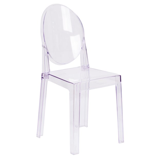 Flash Furniture Ghost Chair in Transparent Crystal with Oval Back