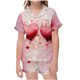 thumbnail image 1 of Odeerbi 2-12 Años Niños Niñas Verano Día de San Valentín Pijama de Satén Solapa Con Muescas Manga Corta Pantalones Cortos Conjunto, 1 of 7