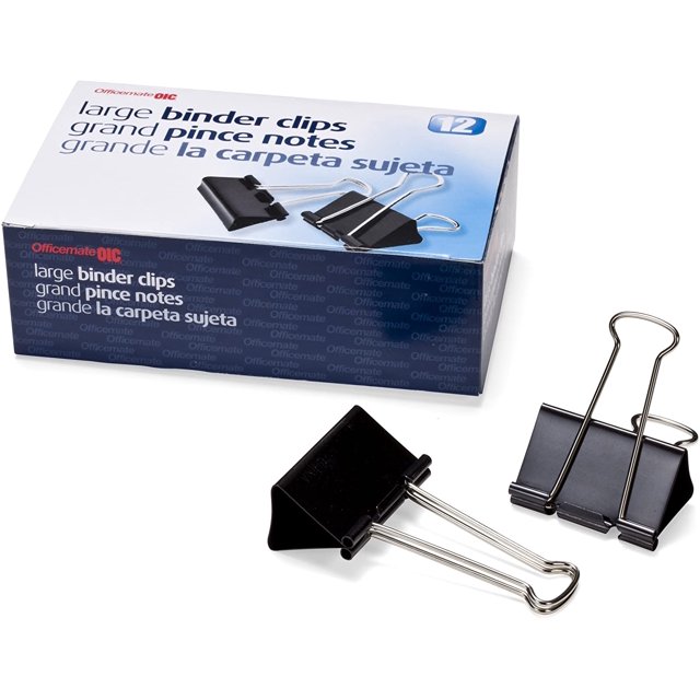 Officemate Grand Liant Clips, 2 Pouces de Large, 1 Pouce de Capacité, Boîte de 12 (99100)