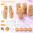 thumbnail image 2 of 16oz Boho Floral Mason Drinking Jars with Lids and Straws, 4 Pack, 2 of 6