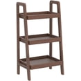 thumbnail image 5 of 100% Solid Oak Wood 3-Tiers Ladder Shelf, Small Bookcase, Ladder Bookshelf, End/Side Table for Living Room, Display Storage Open Shelf for Bedroom Kitchen Bathroom (Walnut Color), 5 of 10