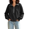 thumbnail image 6 of Edvintorg Women Sweatshirt Plus Size Cropped Sweatshirts Turndown Collar Half Zip Sweat Shirts Womens Clothes Black, 6 of 9