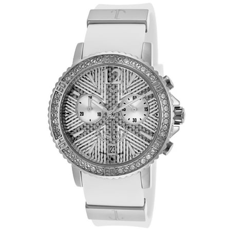 Ted Lapidus A0531gaifsm Women's Crystal Chrono White Rubber Silver-Tone Dial Watch