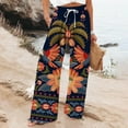 thumbnail image 2 of Women's Linen Pants Women'S Boho Wide Leg Palazzo Pants Womens Cotton Casual Loose Pants Comfy Work Pants With Long Casual Wide Leg, Women's Casual Pants XXXL, 2 of 5
