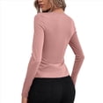 thumbnail image 4 of Camiseta de Larga Ajustada con Escote en V Profundo y Fruncido para Mujer Rosa M, 4 of 5