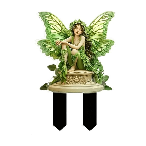 Fairy Garden Decor, Bohemian Style Flower Elf Fairy, Acrylic 2D Butterfly Fairy Stake, Pot Plants Garden Yard Lawn Outdoor Garden Fairy Statue Ornaments, Fairy Garden Accessories