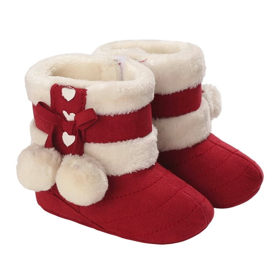 CAIVO Winter Girls Boots Warm Fuzzy Soft Sole Non- Toddler Shoes Baby Children Outdoor Play Birthday Kids Lightweight Solid Color Footwear