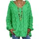 thumbnail image 4 of Suéter de manga larga con cuello en V y línea de color sólido calado informal sexy para mujer Blusa Fridja  hjk2185, 4 of 5