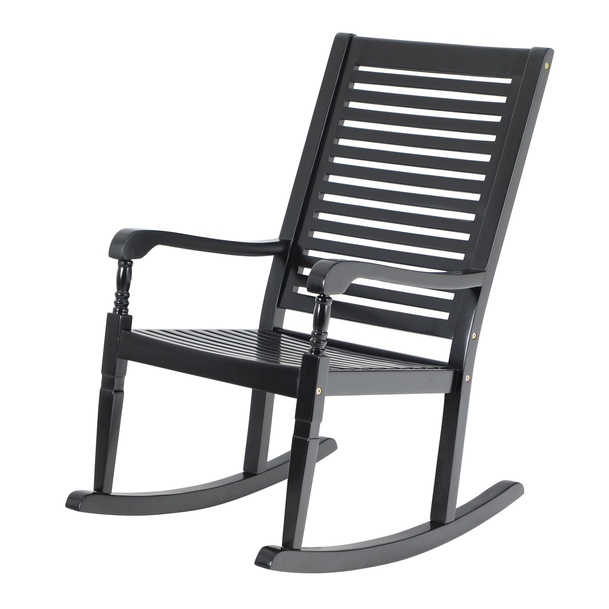 MF Studio Acacia Wood Outdoor Patio Rocking Chair Set of 2, Front Porch Chairs for Patio, Garden, Deck, Yard, Poolside, Wood Rocker for Outdoor and Indoor, Black