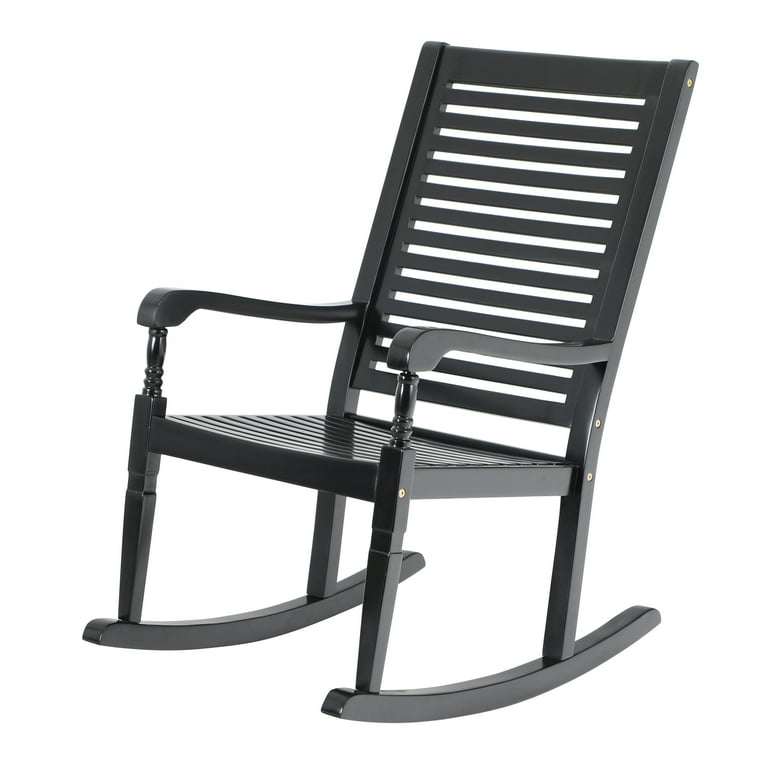 Free Shipping MF Studio 2PCS Classic Outdoor Acacia Wood Rocking Chair Adirondack Rocker Wooden Nantucket Rocking Chair for Garden Balcony and Indoor Black Walmart