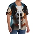 thumbnail image 2 of Daiia Playful Smile Cute Dog Men's Linen Shirts Short Sleeve Casual Shirts Button Down Shirt for Men Beach Summer Wedding Shirt-Large, 2 of 6