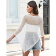 thumbnail image 5 of longantii Women Sheer Poncho Top Lightweight Beach Cover Up Summer Knit Mesh Shawl White S, 5 of 7