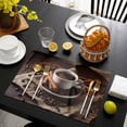 thumbnail image 3 of Hot Coffee Placemats Set of 4, Cinnamon Cafe Beans Latte Cup Rustic Vintage Placemats for Dining Table, Place Mats for Kitchen Tabletop, Waterproof Wipeable Dining Table Mats Set, 3 of 9