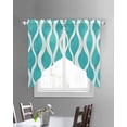 thumbnail image 3 of Teal Wave Swag Valances for Windows, Modern Abstract Art Farmhouse Rod Pocket Sheer Valances for Large Windows, Swag Toppers Light Filtering for Kitchen Living Room 2 Panels 36''x45'', 3 of 6