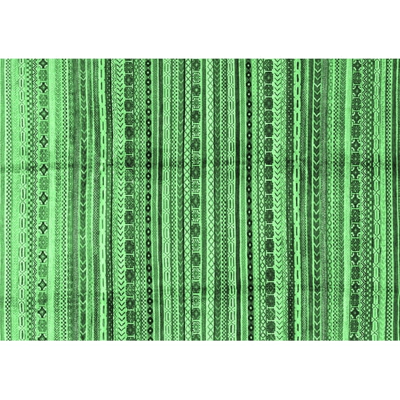 Ahgly Company Indoor Rectangle Abstract Emerald Green Modern Area Rugs, 3' x 5'