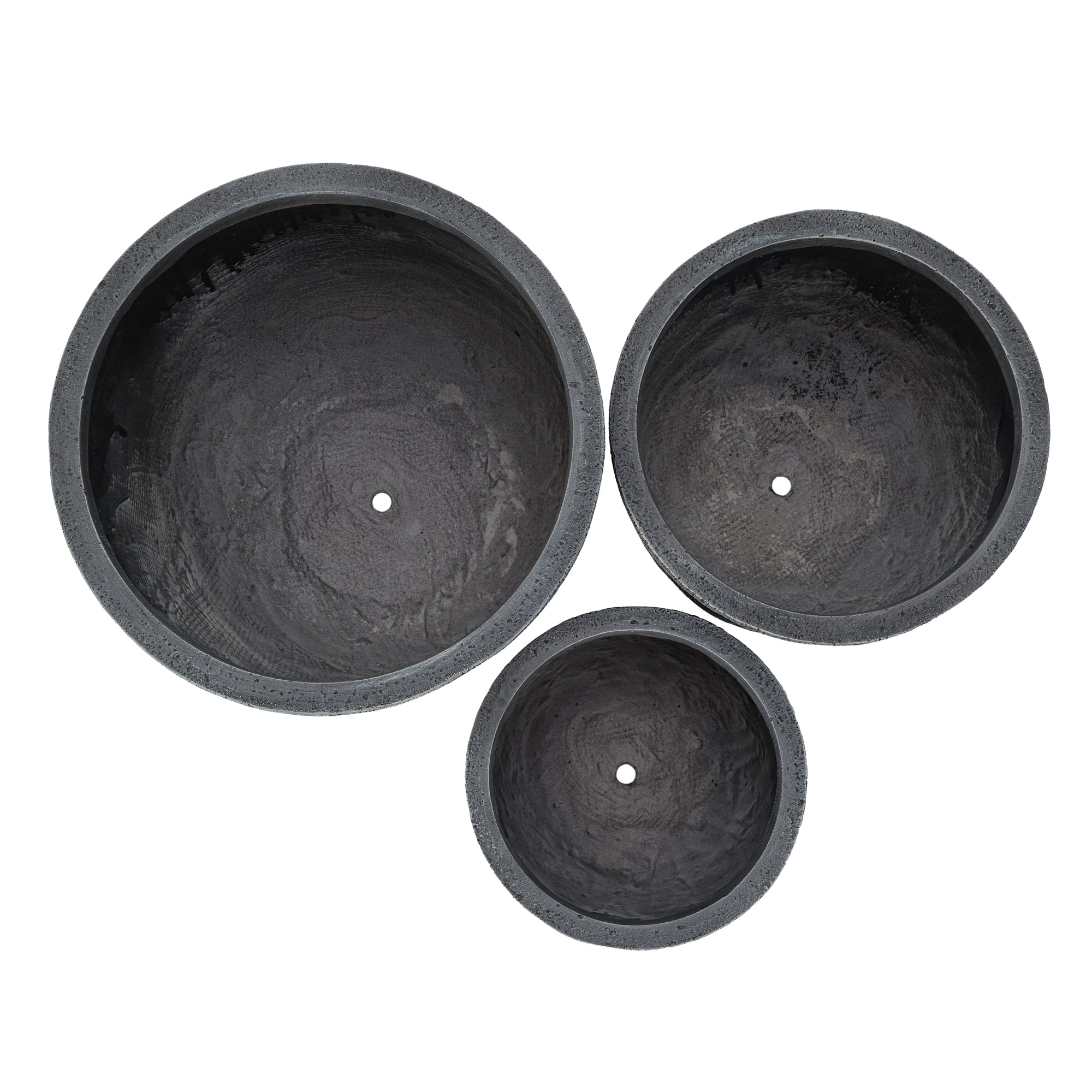 Harper & Bright Designs 3 Pieces Outdoor Concrete Planter Set, Patio Flower Pots Stone-Look Textured with Drainage Holes and Rubber Plug for Garden Poolside, Gray