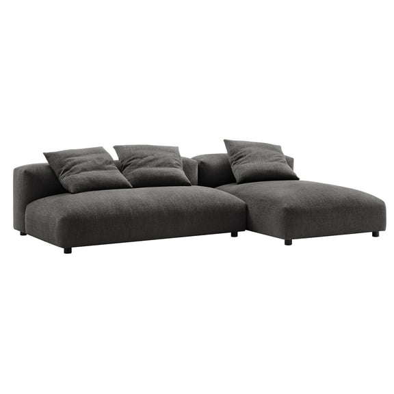 2 pcs Modular Sofa Chaise Sectional, Dark Gray, Fabric, Living Room Lounge Cafe Lobby Hospitality Restaurant, Modern Contemporary, HB37424