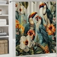 thumbnail image 6 of Orinice Toucan shower curtain set, tropical plants, flowers, birds, watercolors, palms, banana leaves, flowers, exotic&nbsp; 60x72, 6 of 7