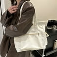 thumbnail image 3 of Stylago Canvas Tote Bags for Women Large Capacity Shoulder Purses with Side Pocket College Students Casual Book Pack for Daily Use White, 3 of 7
