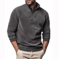 thumbnail image 1 of DecSea Mens Long Sleeve Polo Shirts Fashion Color Block Zipper T shirts, 1 of 6