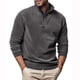 thumbnail image 1 of Blusa y camisa de manga larga con cuello alto para hombre, informal, de color liso, con cremallera, de poliéster, 1 of 6