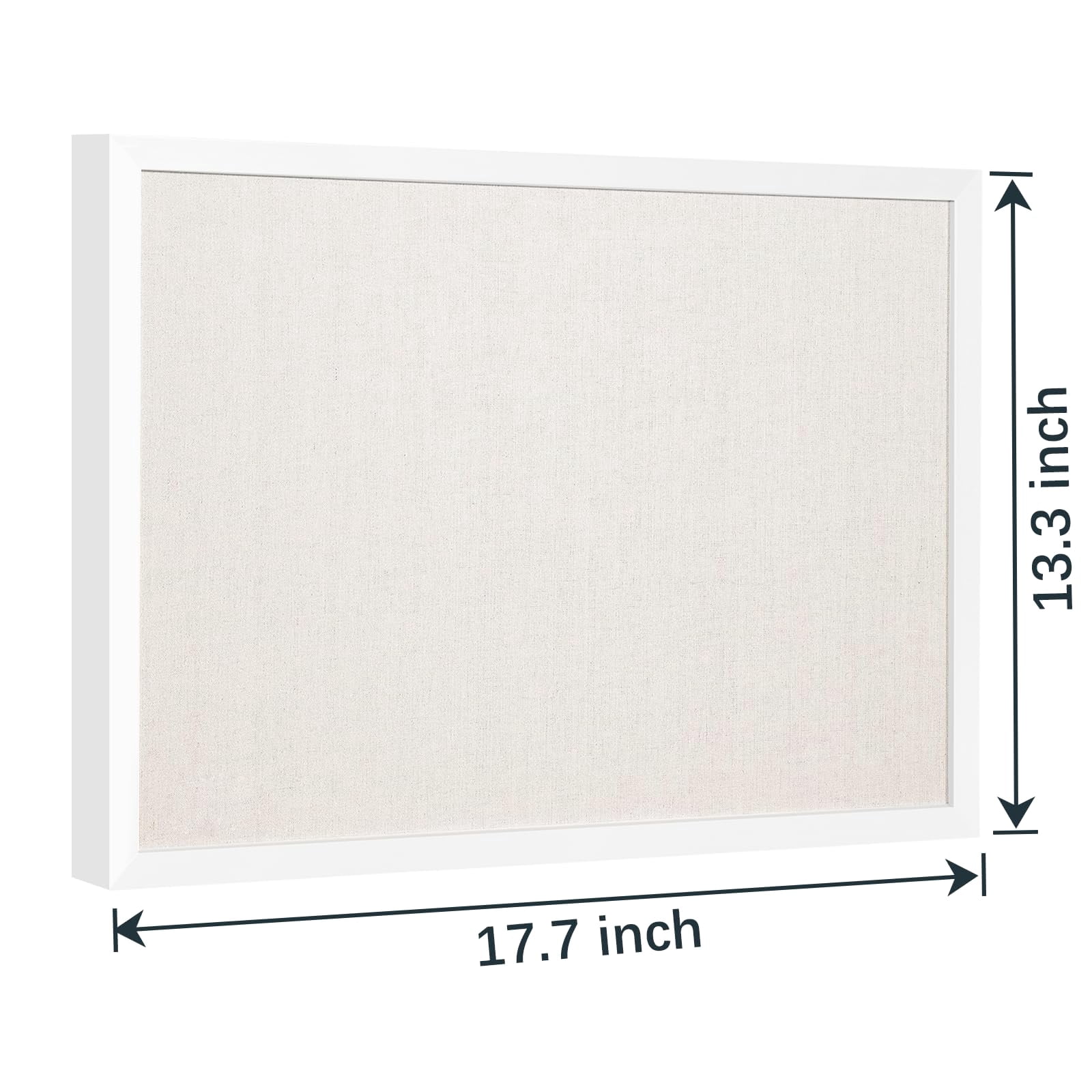13.3"x17.7" Inch Bulletin Board With Linen  White Wood Style Frame 10 Pushpins Cork Ideal For School Home & Office