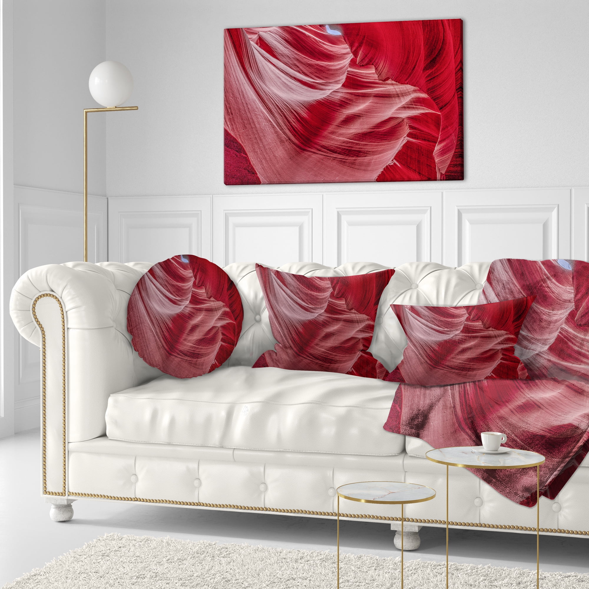 Designart Inside Wall of Antelope Canyon - Landscape Photography Throw Pillow - 12x20