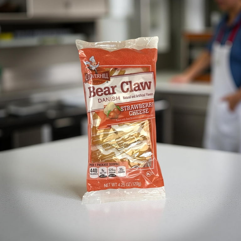 3 pack) Cloverhill Strawberry Bear Claws | Individually Packaged