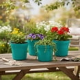 thumbnail image 2 of Bloem Saturn 7" Round Plastic Planter - Indoor/Outdoor, Snap-in Saucer & Drainage Holes, Bermuda Teal, 4-Pack, 2 of 8