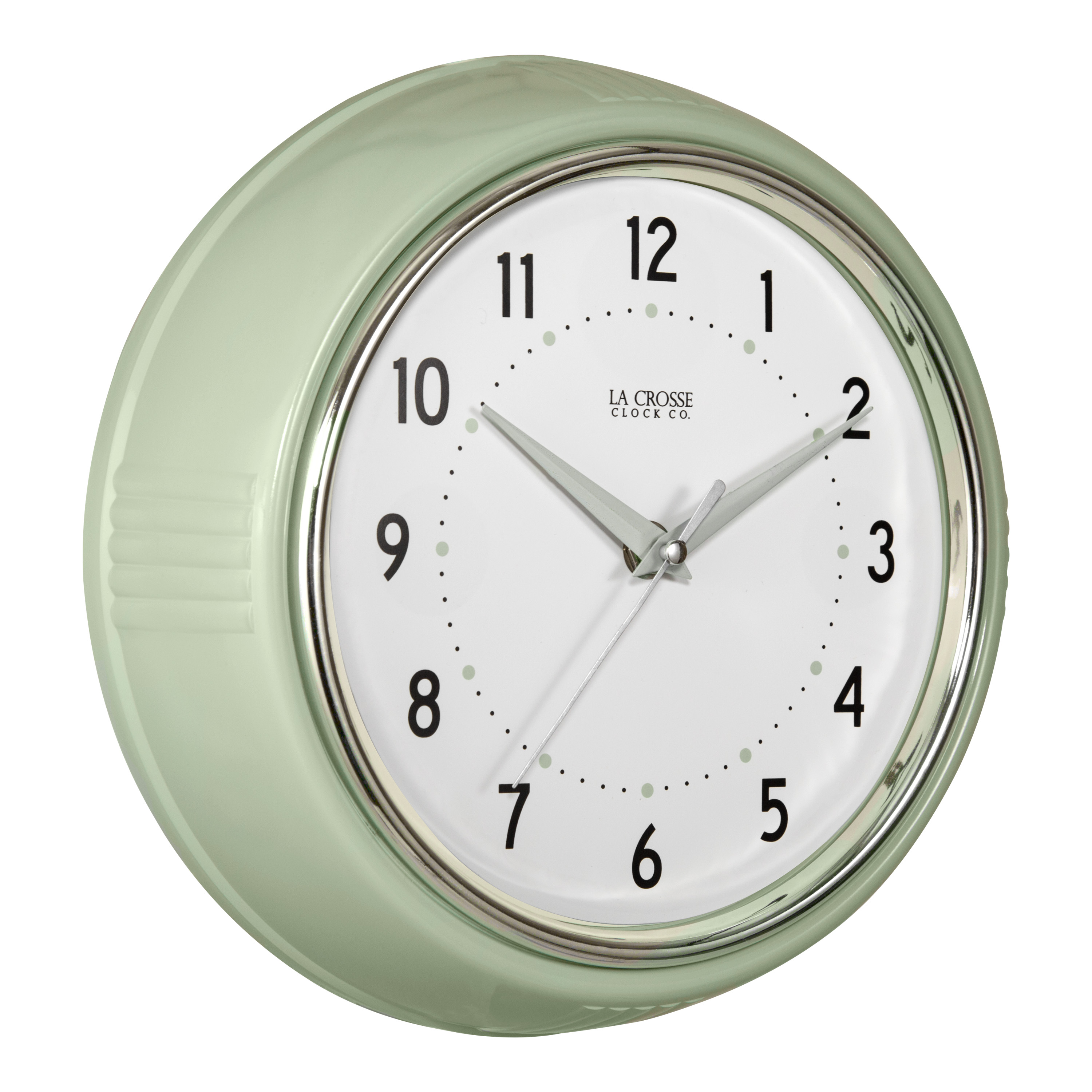 La Crosse Clock 9.5" Retro Diner Pistachio Green Quartz Analog Wall Clock, 404-3024PH - image 2 of 5