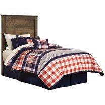 Maklaine Engineered Wood Twin Panel Headboard in Rustic Brown