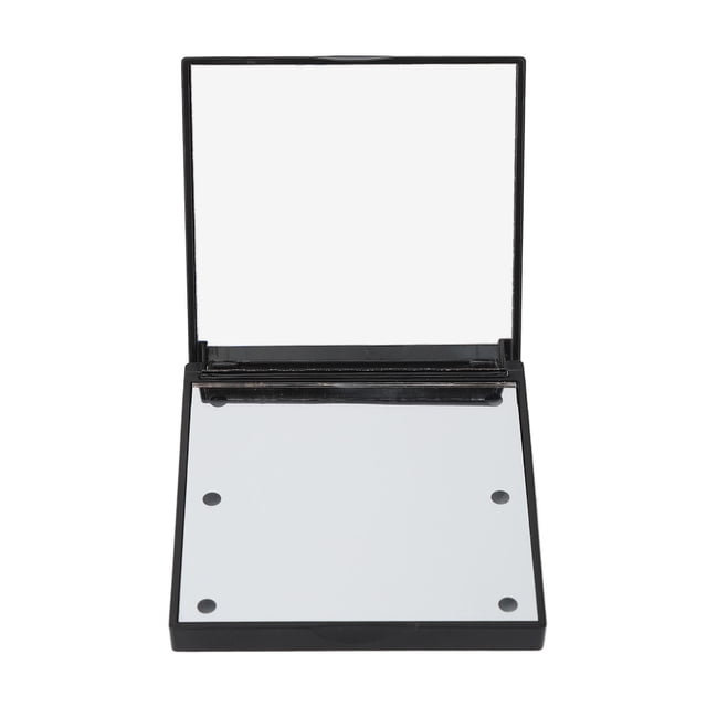 Espejo de maquillaje de viaje con luz LED, doble cara, aumento 2X, luz blanca, para bolso de mano, color negro